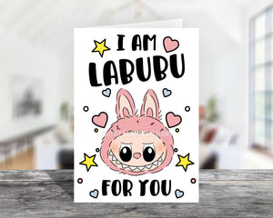 Pink Labubu | Valentine's Card Lil Rainbow Kreations Pink Labubu | Valentine's Card Lil Rainbow Kreations
