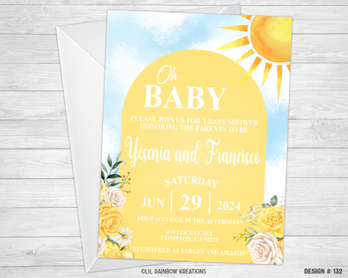 132 | Sunshine Baby Shower Invitation & Thank You Card