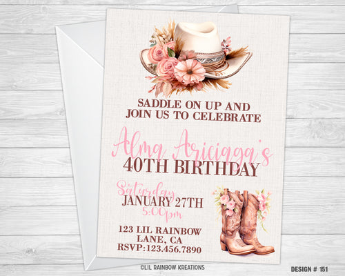 151 | Chic Cowgirl Party Invitation & Thank You Card