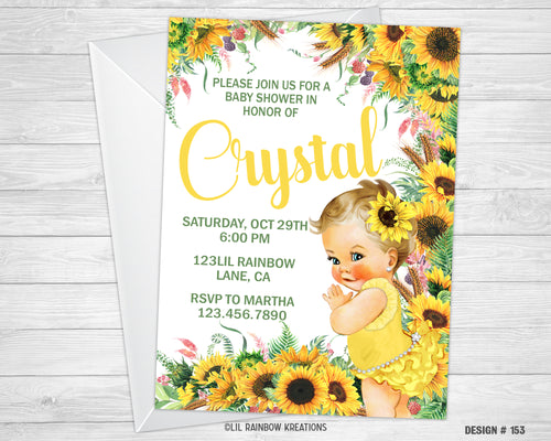 153 | Sunflowers Baby Shower Invitation & Thank You Card