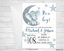 Load image into Gallery viewer, 167 | Baby Elephant Baby Shower Invitation &amp; Thank You Card