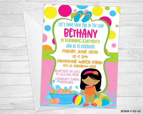 812-02 | Swimming Pool Party Invitation & Thank You Card
