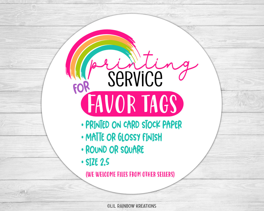 Printed Favor Tags | Printing Service