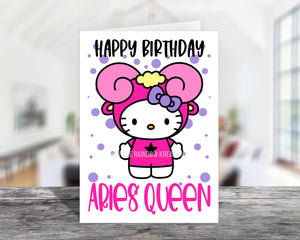 Hello Kitty Aries Queen | Birthday Card