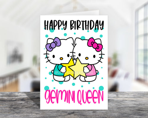 Hello Kitty Gemini Queen | Birthday Card