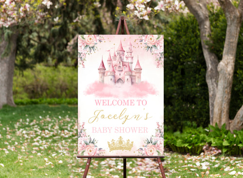 PSIGN-123 | Pink Princess Castle Party Sign