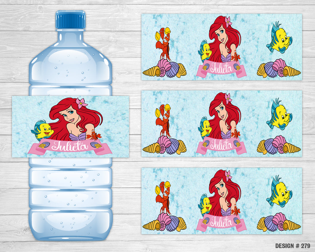 WBW-279 | The Little Mermaid Water Bottle Labels
