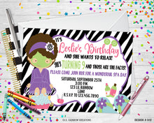 Load image into Gallery viewer, 012 | Zebra Print Spa Party Invitation &amp; Thank You Card