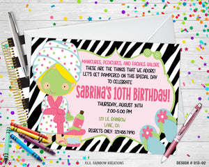 013-2 | Zebra Print Spa Party Invitation & Thank You Card