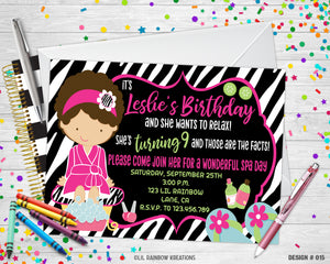 015 | Zebra Print Spa Party Invitation & Thank You Card