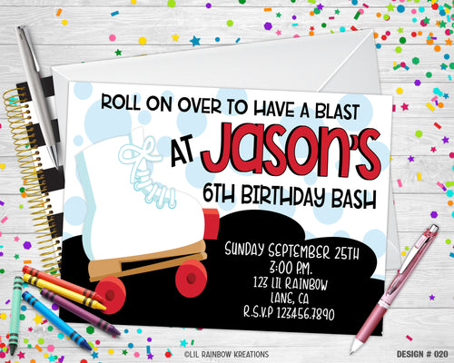 020 | Skates Party Invitation & Thank You Card