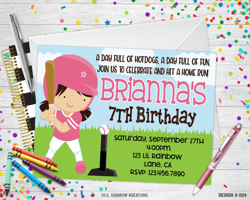 024 | Softball Party Invitation & Thank You Card