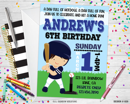 026 | Baseball Party Invitation & Thank You Card