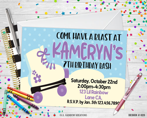 028 | Skates Party Invitation & Thank You Card