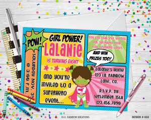 033 | Girl Power Party Invitation & Thank You Card