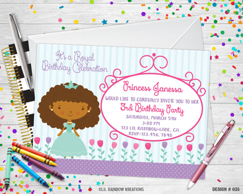 035 | Royal Princess Party Invitation & Thank You Card