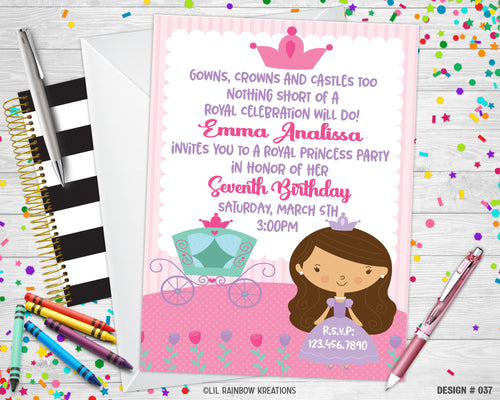 037 | Royal Princess Party Invitation & Thank You Card