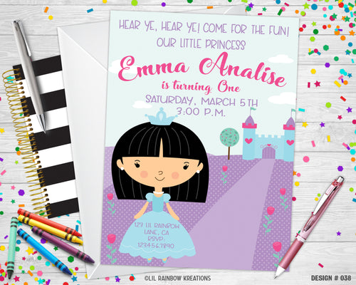 038 | Royal Princess Party Invitation & Thank You Card