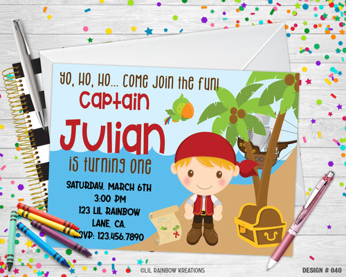 040 | Boy Pirate Party Invitation & Thank You Card
