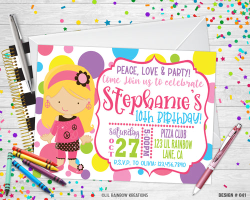 041 | Peace & Love Party Invitation & Thank You Card