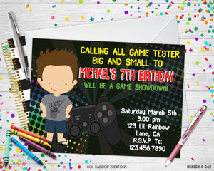 042 | Gamer Party Invitation & Thank You Card