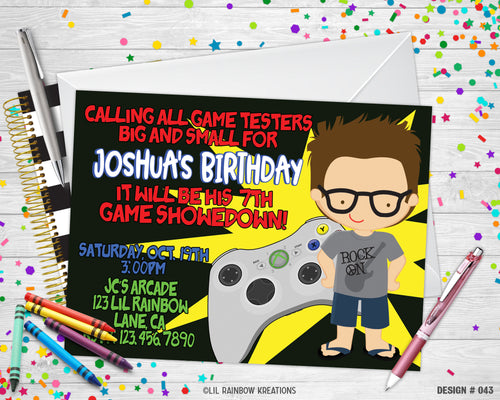 043 | Gamer Party Invitation & Thank You Card