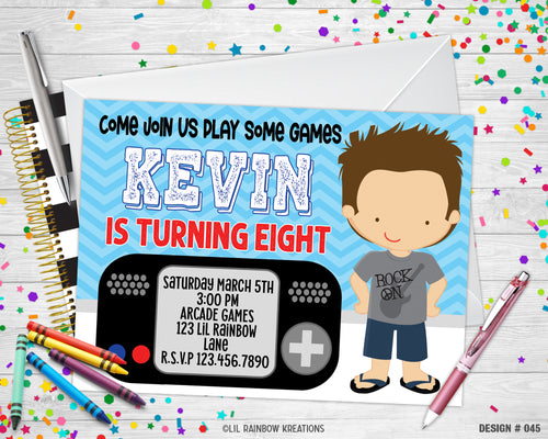 045 | Gamer Party Invitation & Thank You Card
