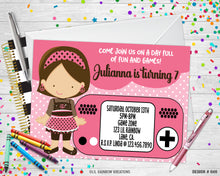 Load image into Gallery viewer, 046 | Girl Gamer Party Invitation &amp; Thank You Card