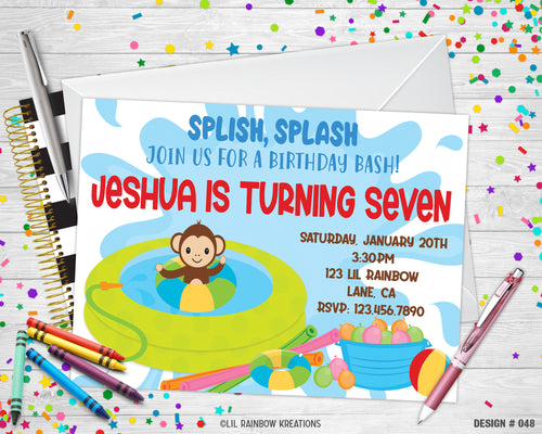 048 | Swimming Pool Party Invitation & Thank You Card
