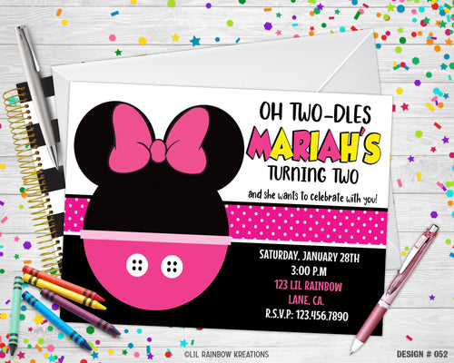 052 | Minnie Mouse Party Invitation & Thank You Card