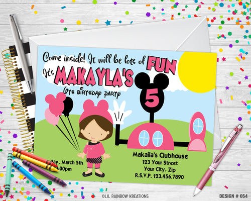054 | Minnie Mouse Clubhouse Party Invitation & Thank You Card