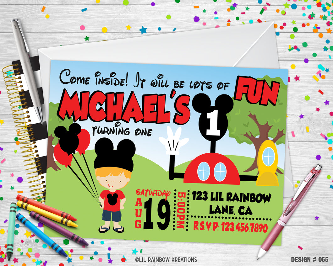 055 | Mickey Mouse Clubhouse Party Invitation & Thank You Card