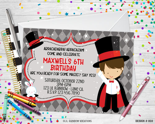 059 | Magic Party Invitation & Thank You Card