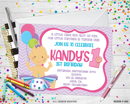 066 | Cake Smash Party Invitation & Thank You Card