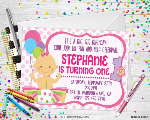 067 | Cake Smash Party Invitation & Thank You Card