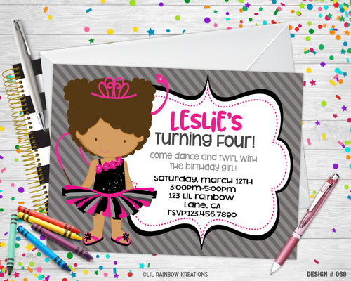 069 | Tutu Party Invitation & Thank You Card