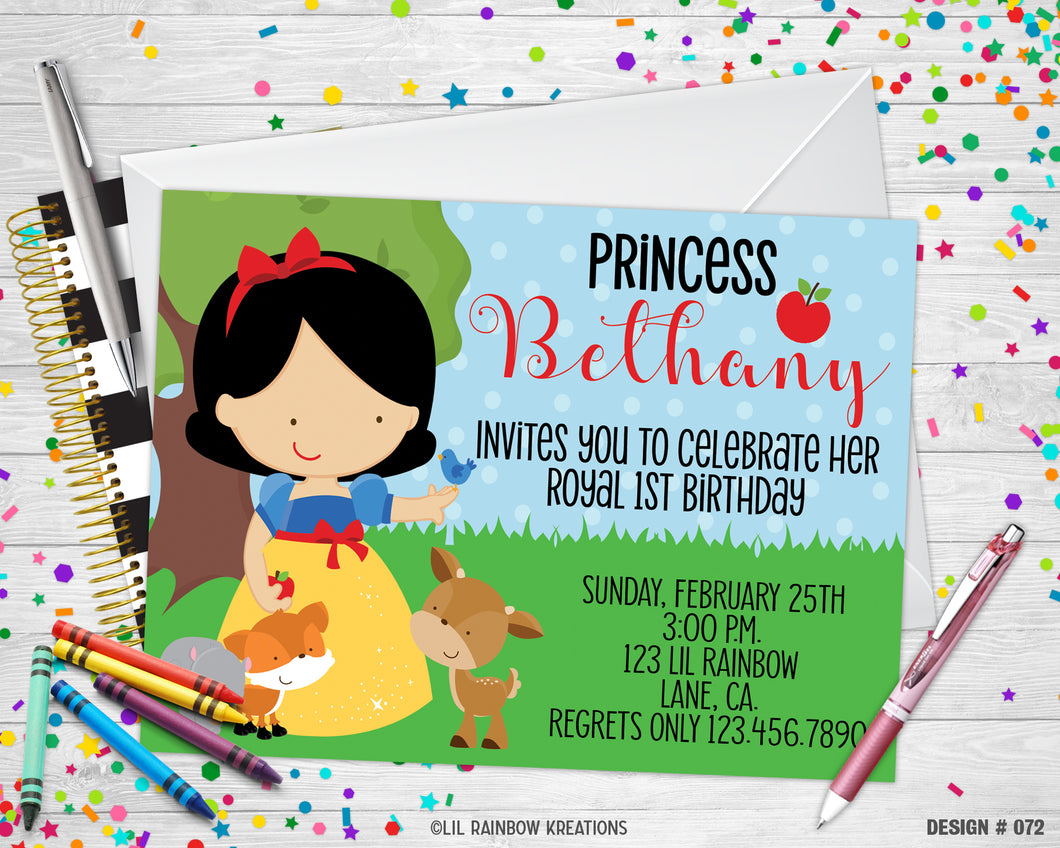 072 | Princess Snow White Party Invitation & Thank You Card