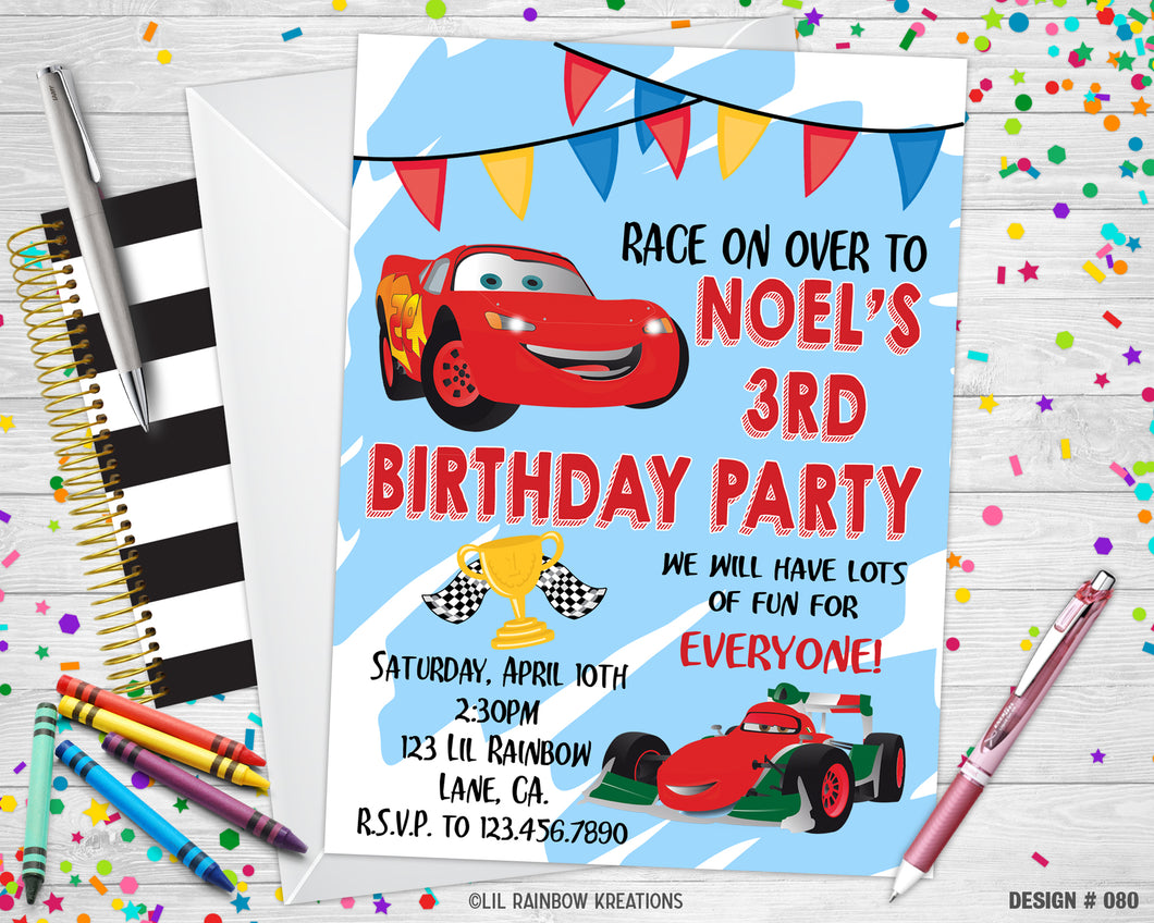 080 | Cars Party Invitation & Thank You Card