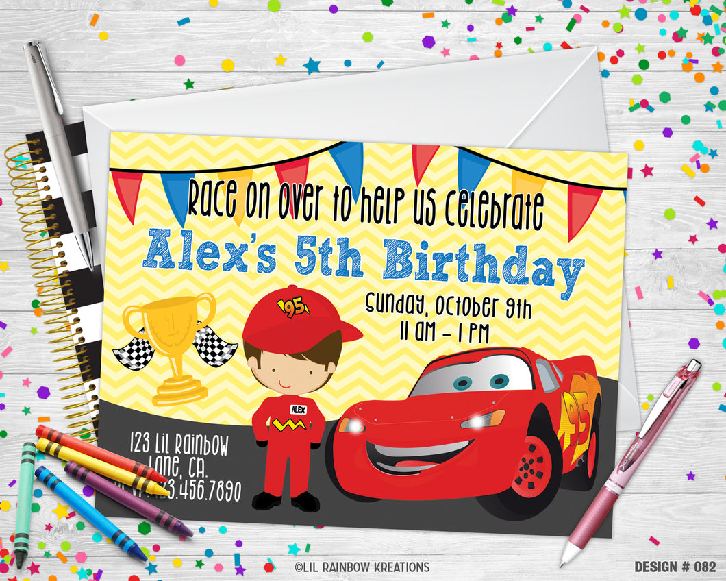 082 | Cars Party Invitation & Thank You Card