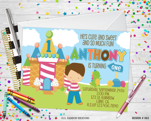 083 | Candy Land Party Invitation & Thank You Card