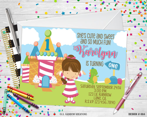 084 | Candy Land Party Invitation & Thank You Card