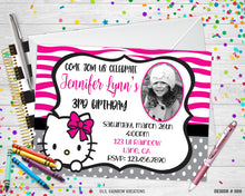 Load image into Gallery viewer, 086 | Zebra Print Hello Kitty Party Invitation &amp; Thank You Card