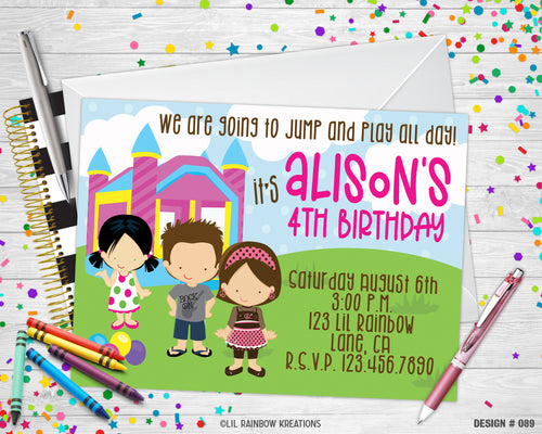 089 | Bounce House Party Invitation & Thank You Card