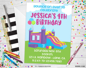 090 | Bounce House Party Invitation & Thank You Card