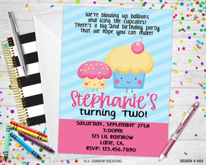 092 | Cupcakes Party Invitation & Thank You Card