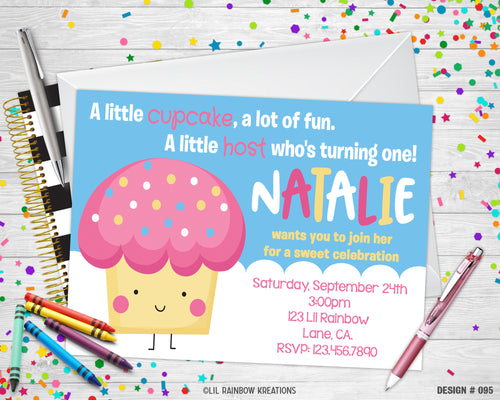 095 | Cupcakes Party Invitation & Thank You Card