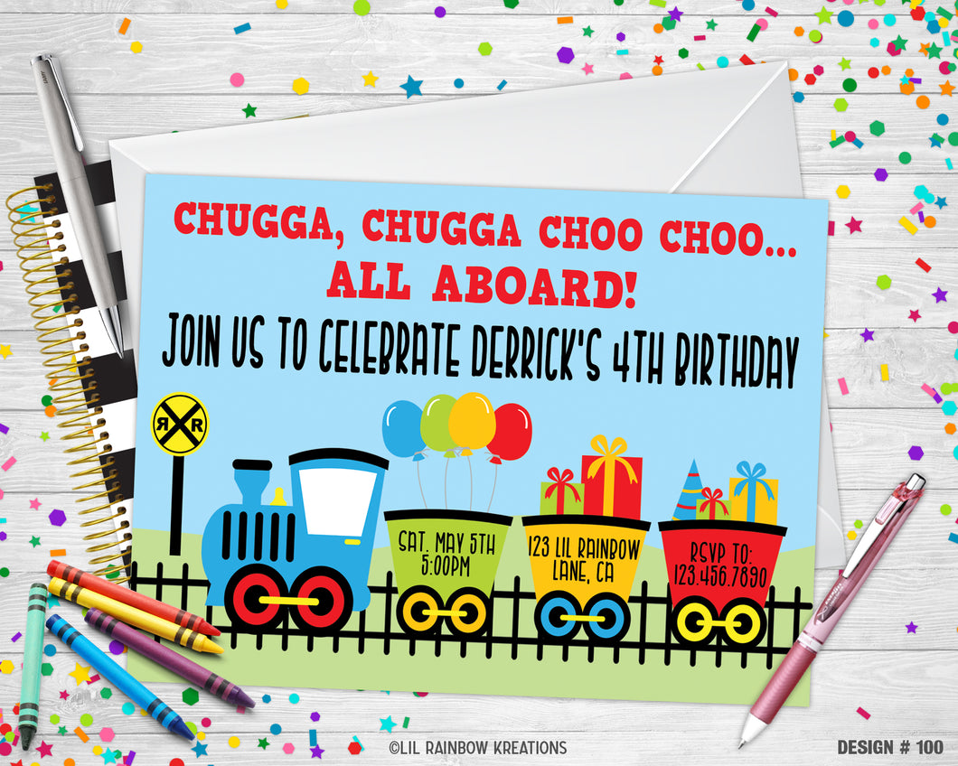 100 | Choo Choo Train Party Invitation & Thank You Card