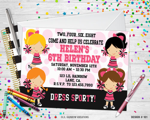 101 | Cheerleader Party Invitation & Thank You Card