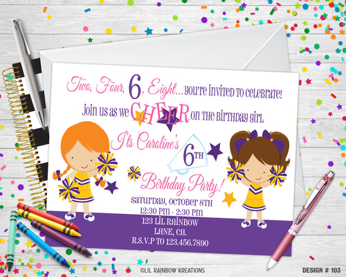 103 | Cheerleader Party Invitation & Thank You Card