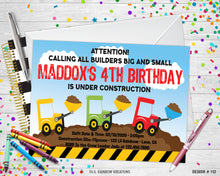 Load image into Gallery viewer, 112 | Dump Truck Party Invitation &amp; Thank You Card